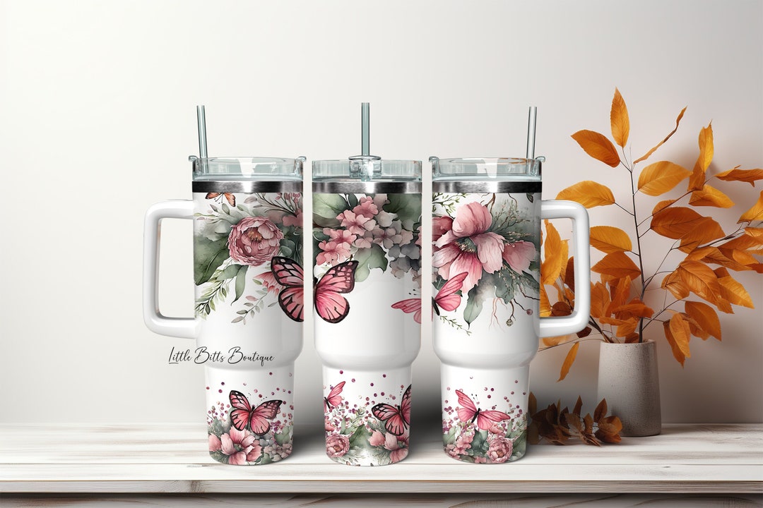 40 OZ TUMBLER - BEYOND BLOOMS PINK ORANGE main image 0