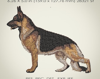 Machine embroidery design realistic German Shepherd 2 design sizes for 160mm and 140mm hoops