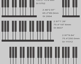 Continuous border in the shape of piano keys machine embroidery design endless border height 2.953''\75.0 mm