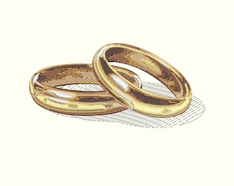 Wedding Rings Machine Embroidery Design Newlyweds Hoop Embroidery Realistic Romantic Bridal 5 sizes