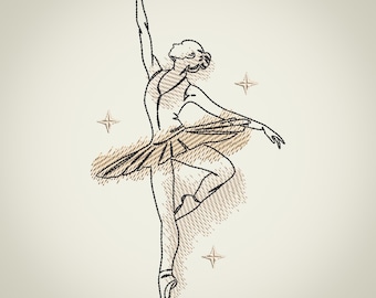 Graceful Ballet Dancer in Dreamy Pastel Shades Embroidery File