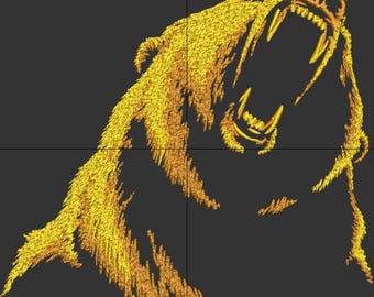 Artistic Bear Motif for Embroidery Machines - 7.795''x7.795'' Design