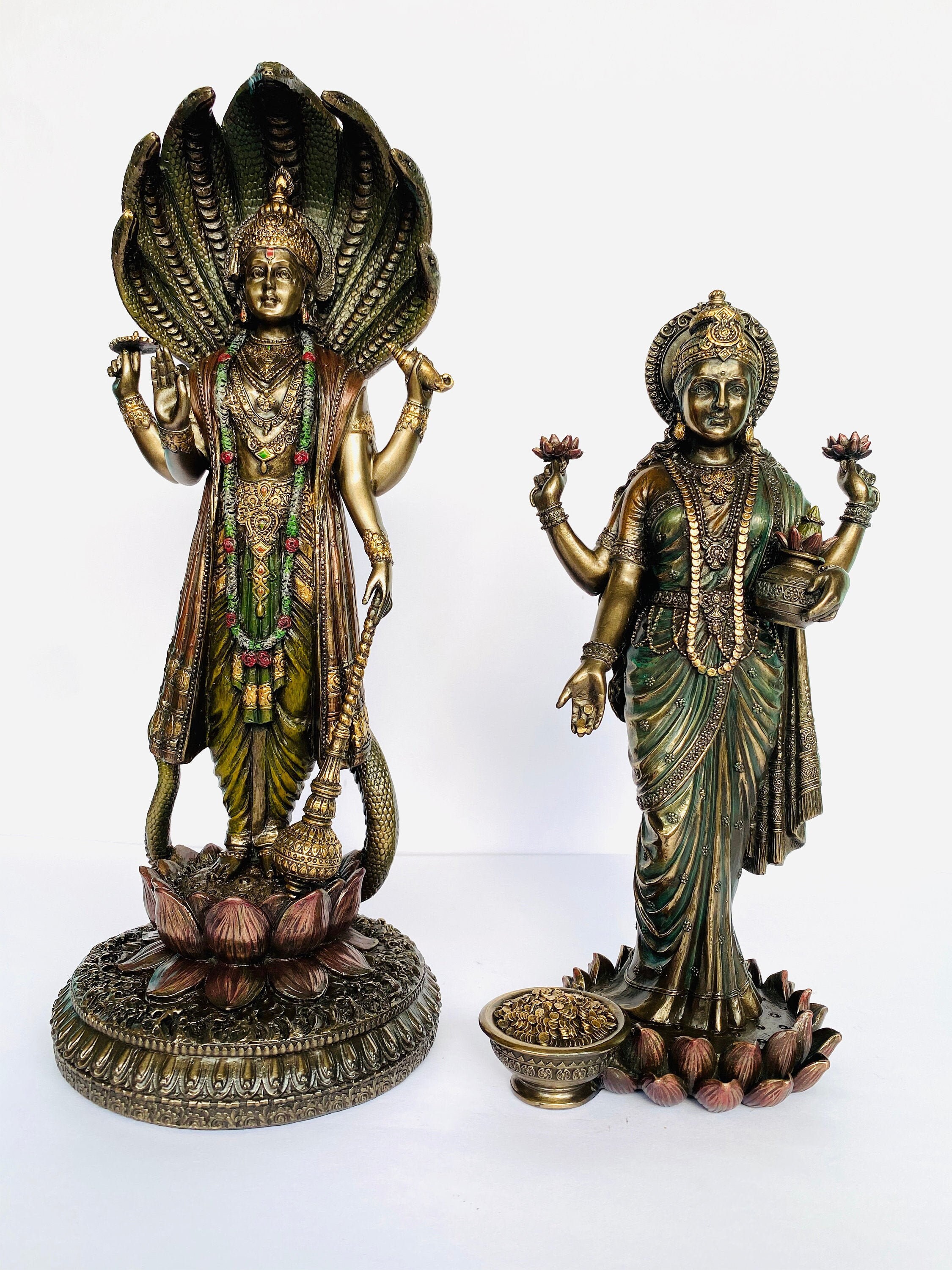 Vishnu Lakshmi Statue 12.5inches Standing Vishnu Laxmi Etsy