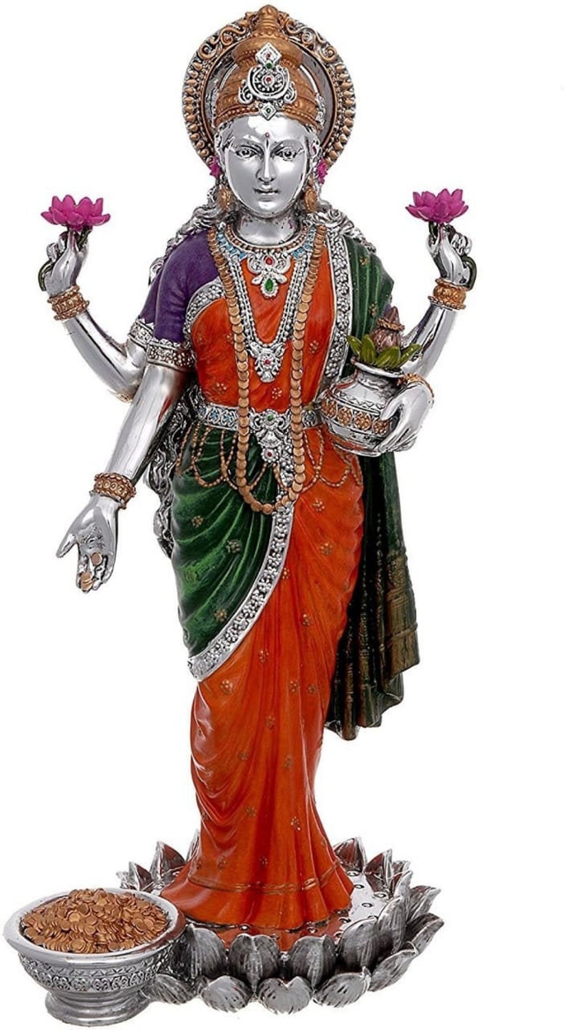 Goddess Lakshmi statue10inches standing Lakshmi goddess Etsy
