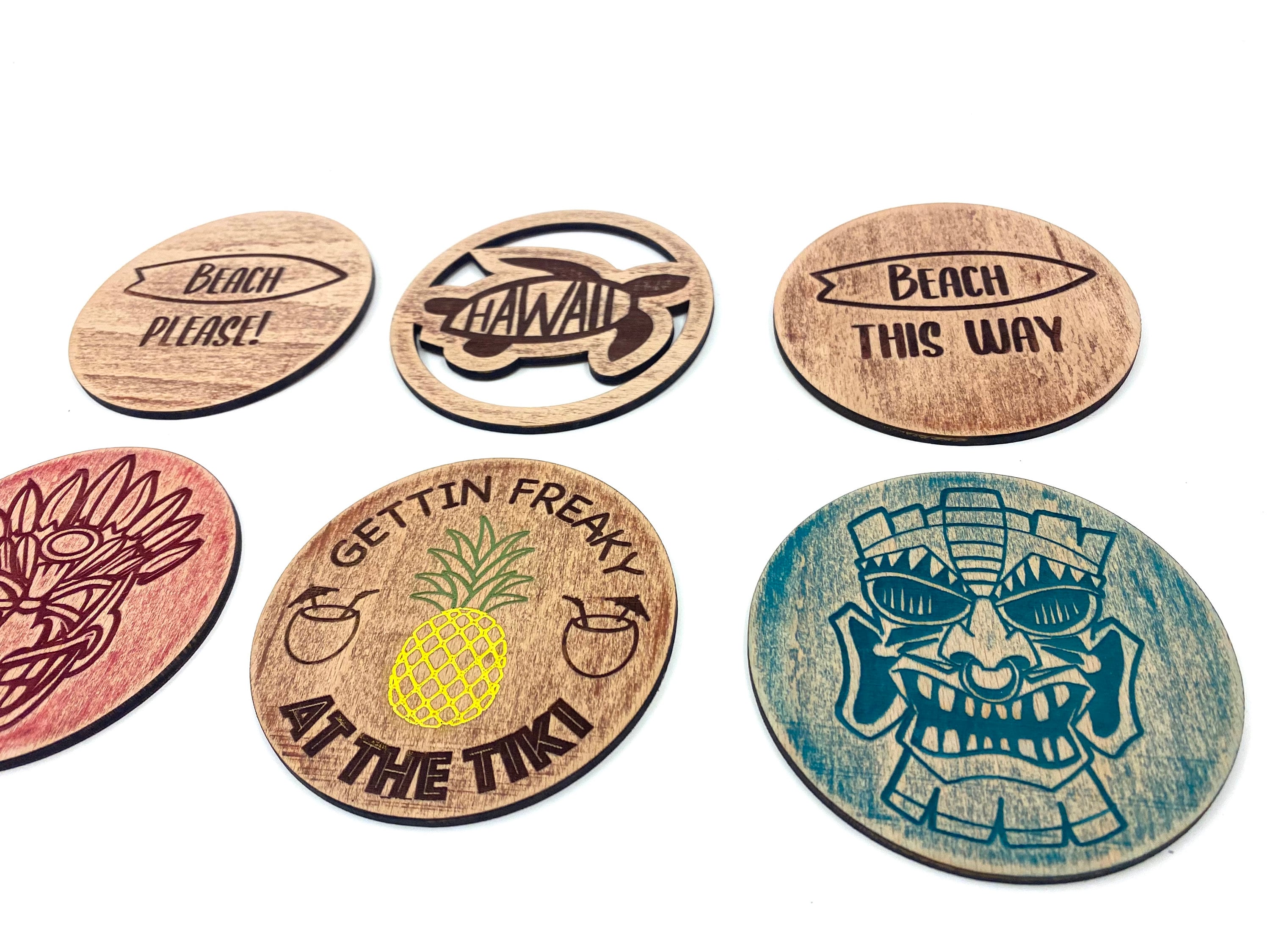 Tiki Bar Coaster design bundle 12 unique designs DXF laser cutting file