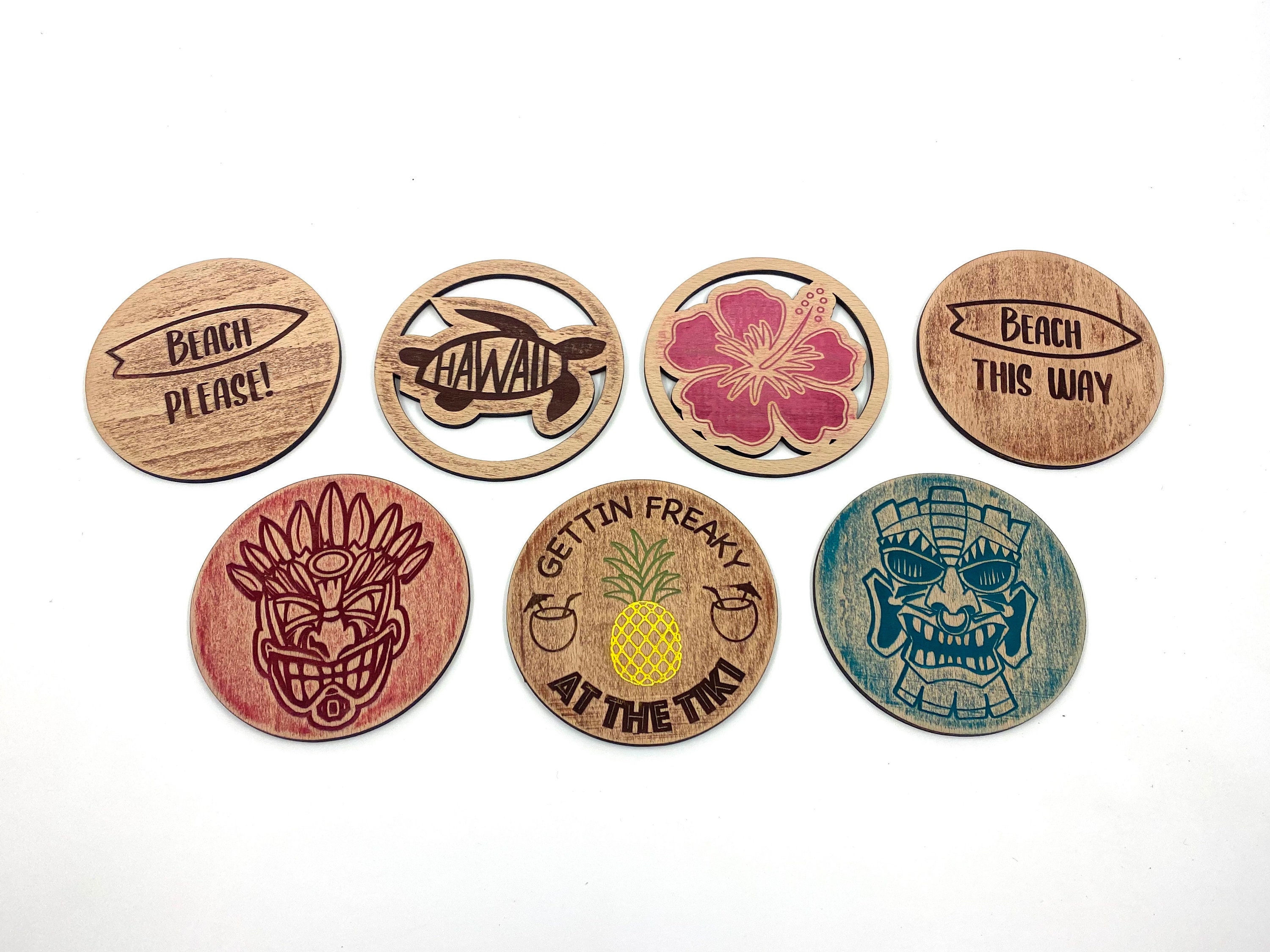 Tiki Bar Coaster design bundle 12 unique designs DXF laser cutting file