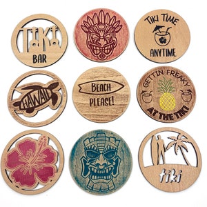 Tiki Bar Untersetzer Design Bundle - 12 einzigartige Designs - SVG, DXF Laserschneiddatei