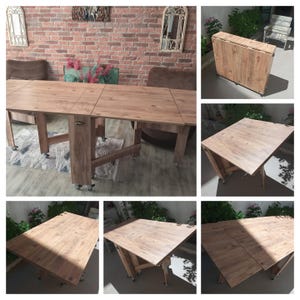 Mesa de comedor plegable y multiusos, para interior y exterior, de madera MDF.