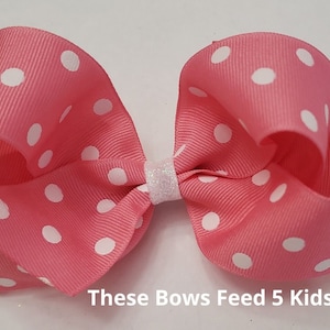 Hair Bows Pink - Hair Bows For Girls - Bows With Dots - Hair Bows - Bows For A Cause