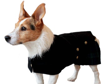 Tartan Plaid Dog Kilts. Weddings, Hogmanay and Burns Night. Hand Pleated. Black Watch. Coat, Jacket