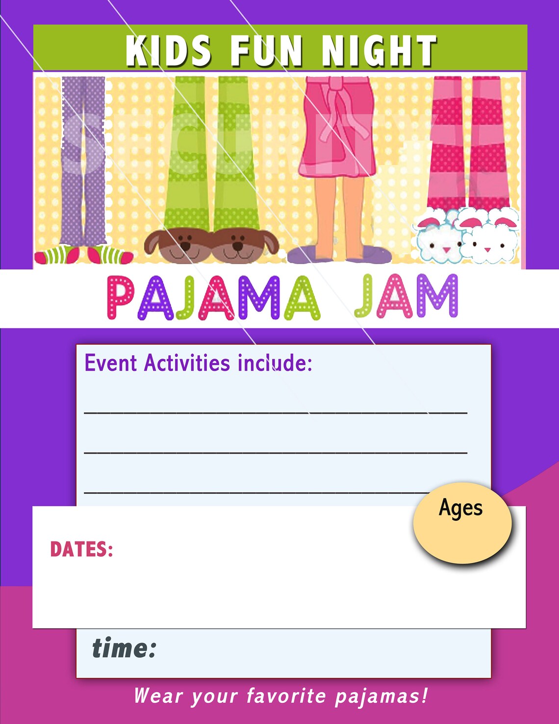 Pajama Jam Flyer Etsy