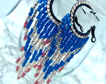 Seed Bead Chandelier Hoop Earrings