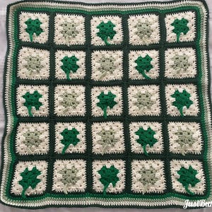 Four Leaf Clover Granny Square Blanket Crochet PATTERN Only St Patricks Day Irish Gift Ideas Download Pdf US Terms Intermediate