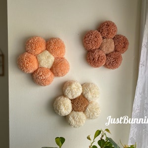 Boho Nursery Decor Flowers, Large Pom Pom Flowers Wall Hangings, Cozy Home Decor, The Original Boho Wall Decor Flowers, 70s Daisy Wall Art