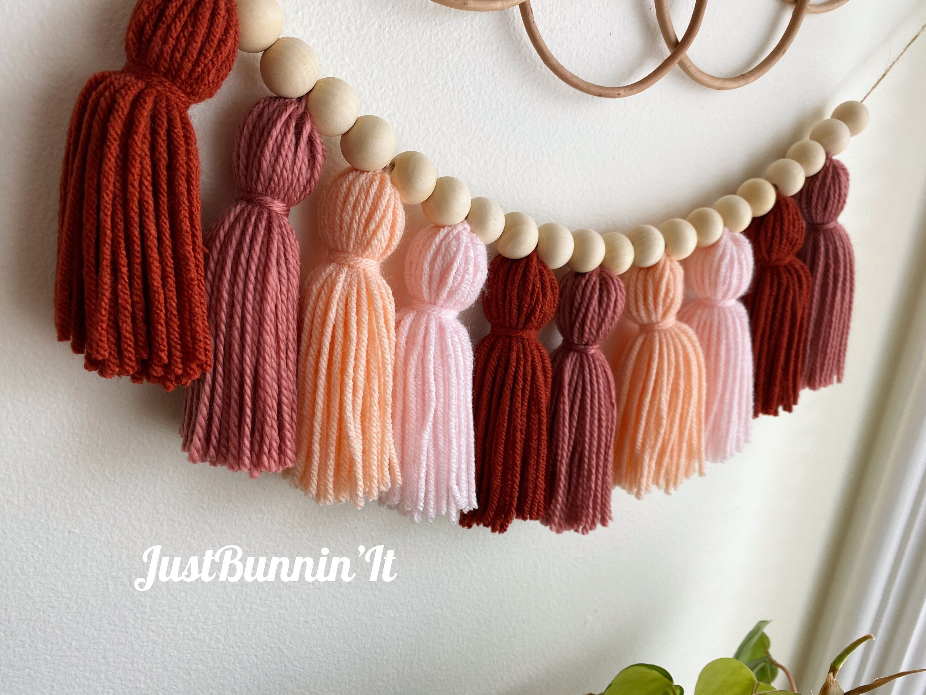 Blush Rose Peach Terracotta Tassel Garland Boho Nursery Decor Girl Terracotta Nursery Decor Boho Baby Shower Decorations Girl