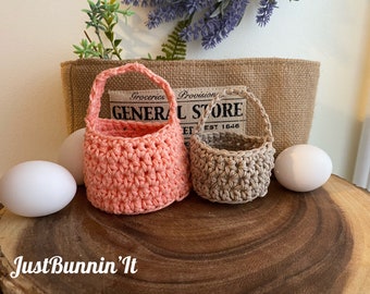 Crochet Gift Baskets, Mini Easter Basket, Small Gift Basket, Baby Shower Favors, Bridal Shower Party Favor Baskets