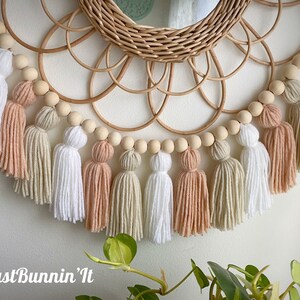 Blush & Ivory Room Decor Tassel Wall Hanging, Blush Nursery Decor Girl, Boho Girls Room Decor, Classroom Decor Boho, Blush Highchair Banner