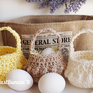 Mini Easter Baskets, Easter Gift Baskets, Spring Tiered Tray Decor, Easter Candy Holder, Vintage Style Crochet Easter Baskets, Small Basket