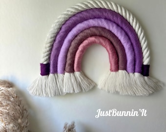 Shades of Purple Macrame Rainbow, Yarn Rainbow, Boho Nursery Decor Girl, Rainbow Wall Hanging, Classroom Decor, Girl Bedroom Decorations