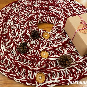 Farmhouse Christmas Tree Skirt / Crochet Rustic Christmas Tree Skirt / Chunky Knit Tree Skirt image 10