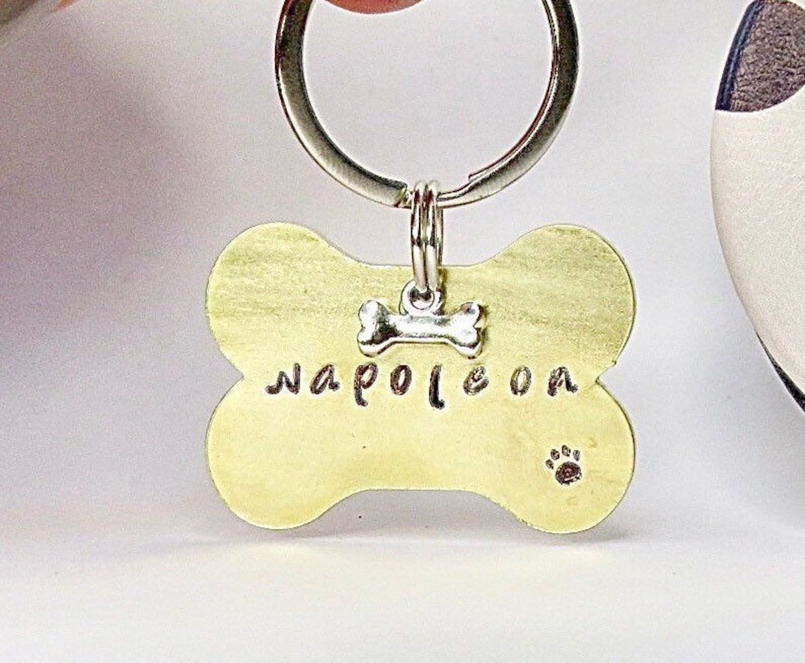 Custom Gold Dog ID Tag Gold Bone Tag Pet Id Tag Dog Gift Etsy