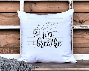 Just Breathe, Dandelion, Blowing in the Wind, Shiplap Board Background, perfect for Sublimation, Printables, shirts, jpeg, pdf, png, svg
