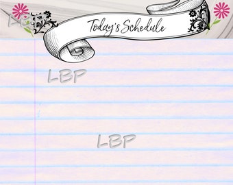 Download, Printable, 8.5 x 11, Daily To Do List, Today's Schedule on White Crinkled Lined Paper background, with Floral accents, Laminate