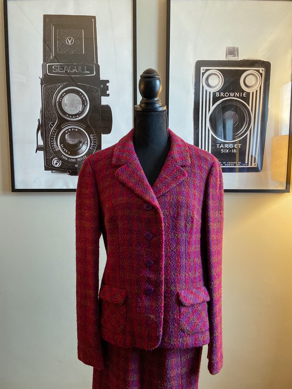 1960s Colette Modes Raspberry Tweed Wool Suit - image 3