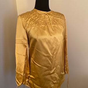 1970s Beverly Paige Mustard Silk Top