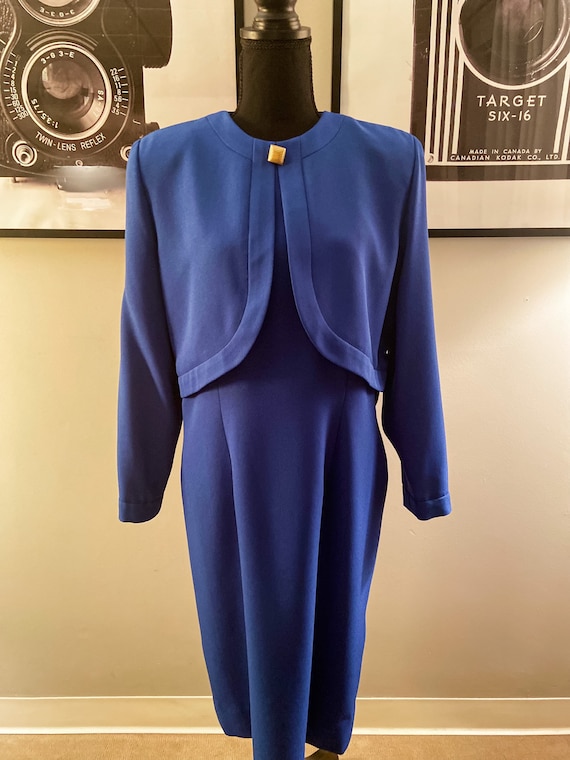 1980s Henry Lee Royal Blue Dress