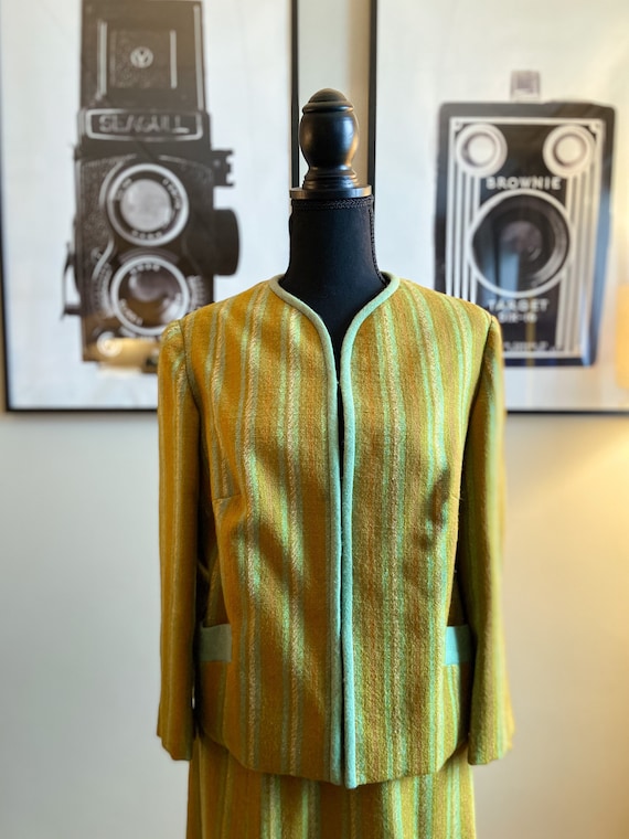 1960s Mustard Striped Suite Set