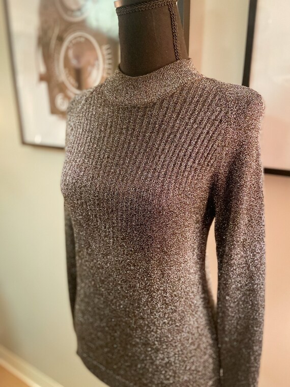 1990s Ladie's Knit Wear Silver Thread Sweater - image 2
