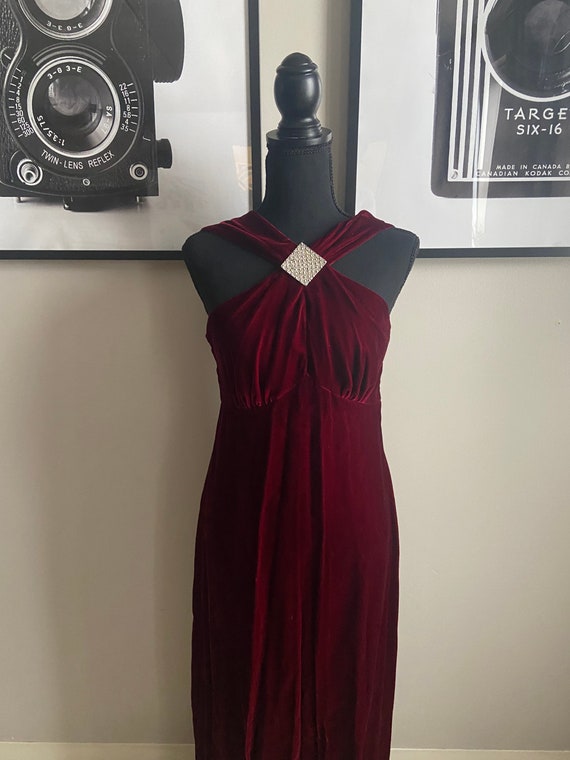 Crimson Old Hollywood Velvet Gown