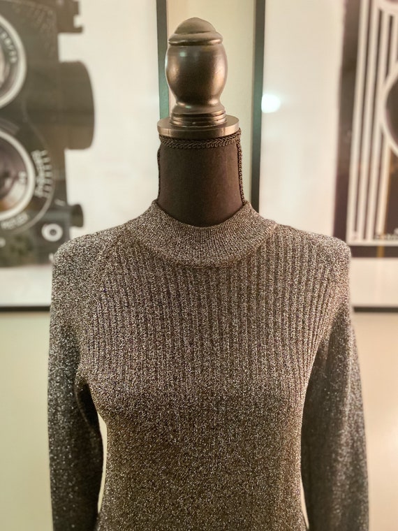 1990s Ladie's Knit Wear Silver Thread Sweater - image 1