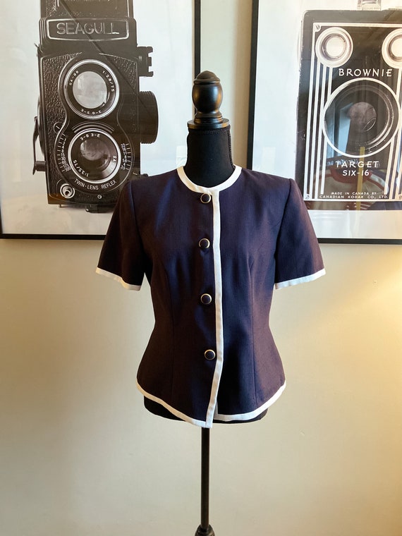 1990s Morgan Taylor Navy Top