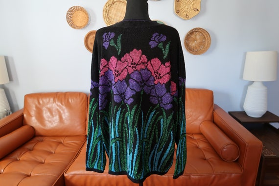 1980s Metallic Floral Sweater - image 3