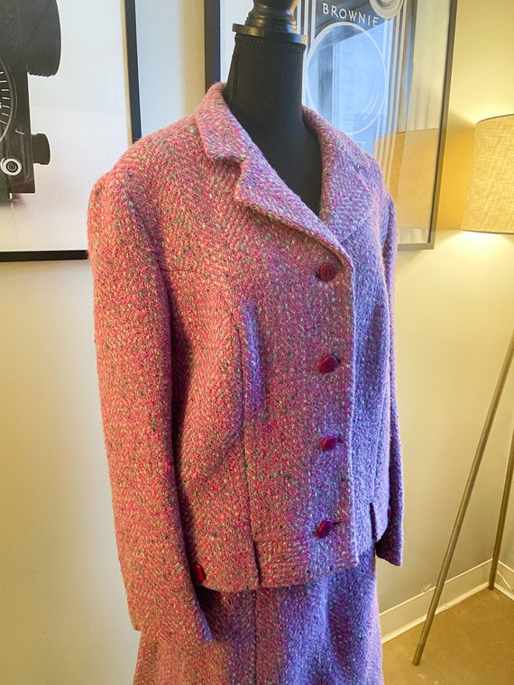 1960s Colette Modes Lilac Tweed Wool Suit