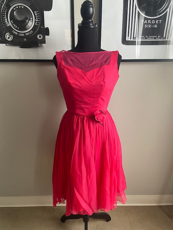 1960s Vibrant Pink Formal Dress