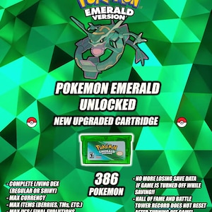 Unlocked Pokemon Emerald - All 386 Authentic Pokemon, Max Items and Money