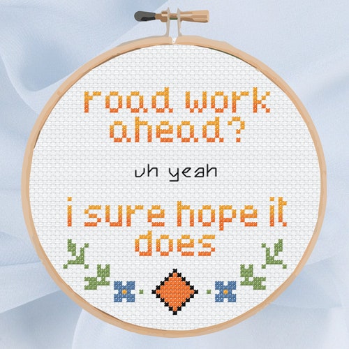 VINE Meme Cross Stitch Pattern digital PDF Road Work Ahead Etsy