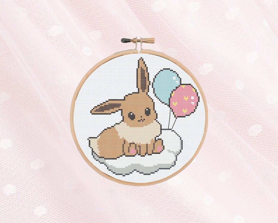 Pokemon Cross Stitch Pattern digital PDF Eevee With - Etsy