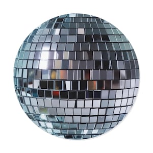 Adesivo de bola de espelho de discoteca, 4 tamanhos, vinil de arte prateada para laptop, copo de garrafa de água fofo, parede de corte estético
