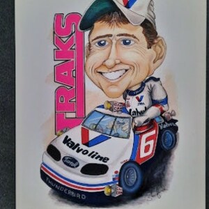 NASCAR- TRAXS- 1994 - Mark Martin - Traxs Cartoon  Art -   8&quot;x10&quot;  Rare. Excellent Condition