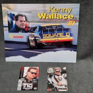 NASCAR -KENNY WALLACE - Promo 8&quot;X10&quot; Photo Card & Racecards- Lot