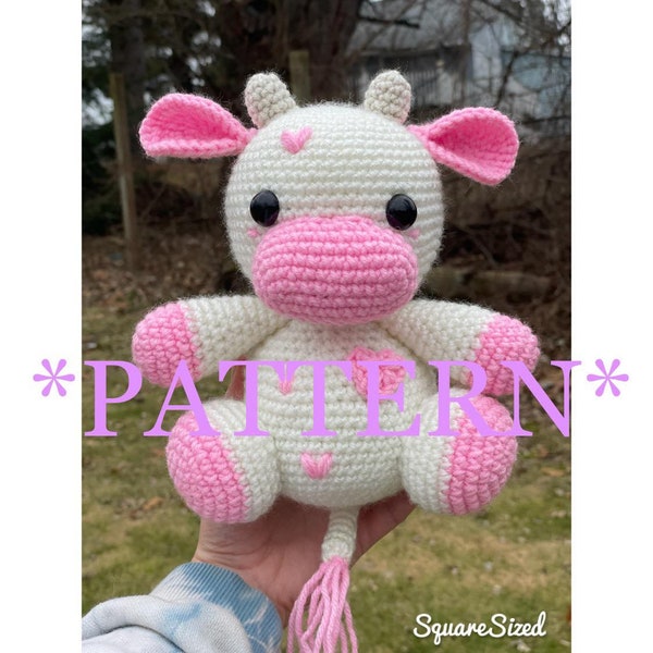 Crochet Cow Pattern | Cow Plushy | Valentines day Cow | Strawberry Cow Plushy | Amigurumi Crochet Pattern