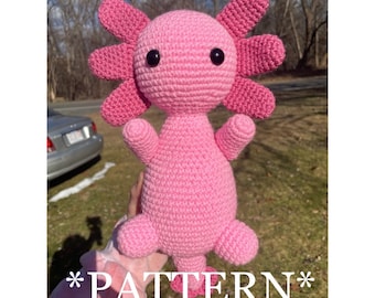 Crochet Axolotl Pattern | Cute Adorable Plushy | Cuddly Snuggly Toy | Custom Stuffed Animal | Amigurumi Kawaii Lizard