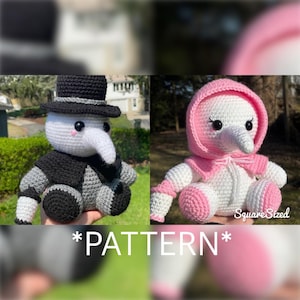 Crochet Plague Doctor Nurse PATTERN Glowing Lantern Goth decor Death Plushies Bubonic Plague Stuffed Toy Demon Plush Kawaii Evil Animal Toy
