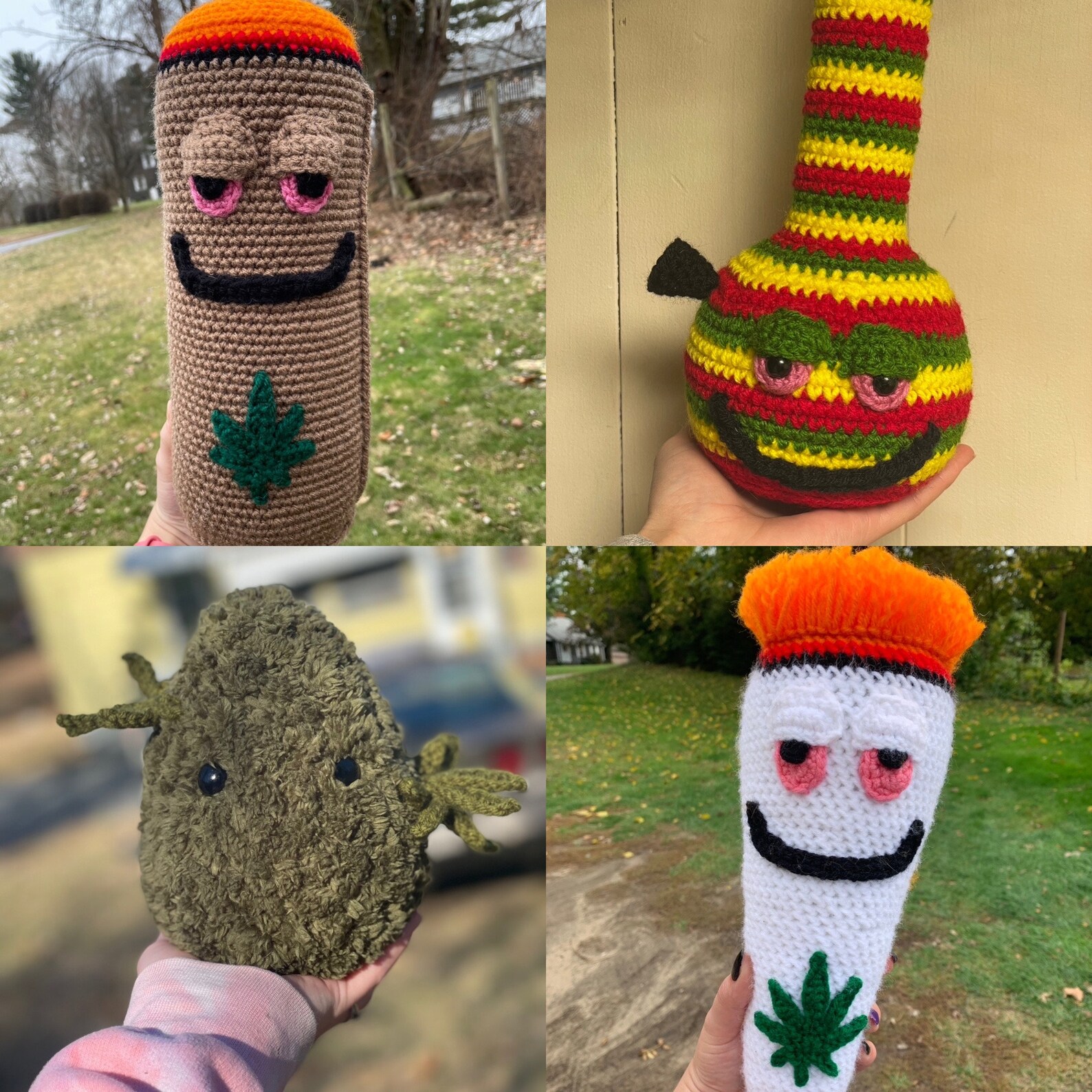 Crochet Bong Plushy Bong Buddy Plush Crochet Rasta Etsy