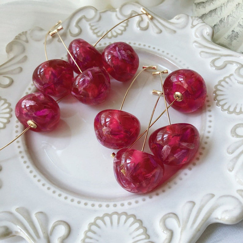 Resin cherry earrings Clearance