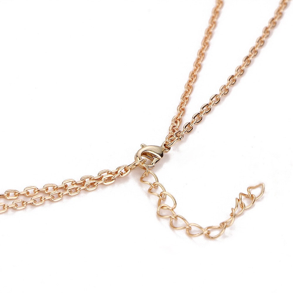 Gold Layered Necklace Set Long Moonstone Pendant Dainty | Etsy